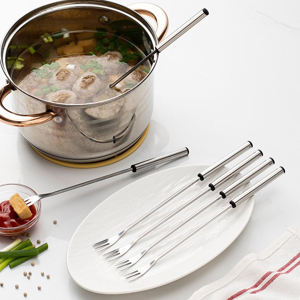 9.37in Stainless Steel Fondue Forks Lightweight Heatproof Cheese Fondue Sticks Barbecue Fruit Dessert Forks Easy To