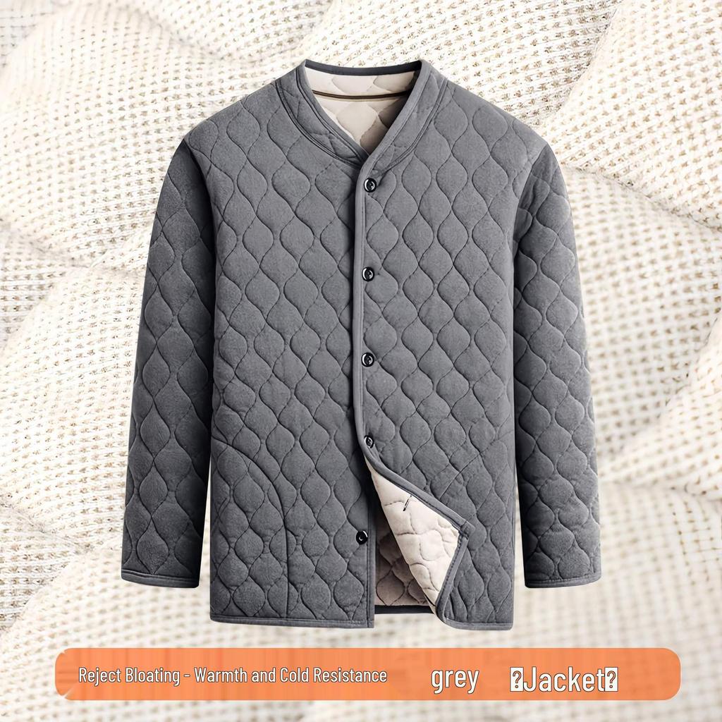 Men's Cozy Winter Underwear Set: Velvet-Lined Cardigan Jacket, Autumn Long Johns for Dad & Grandpa