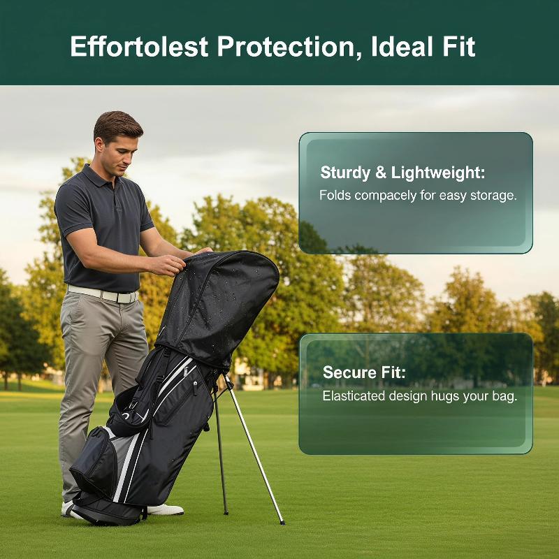Golf Bag Rain Cover Waterproof Rain Hood 1Pcs Dustproof Club Protector Fits Most Standard Size Golf Bags for Travel