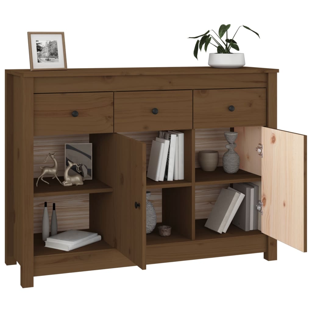 Sideboard Honey Brown 100 X 35 X 74 Cm Solid Pine Wood
