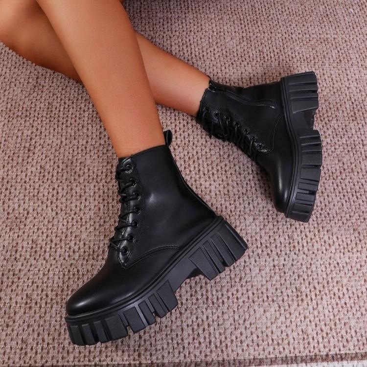 

Autumn and winter new large size Martin boots thick heel platform short boots side zipper comfortable women s boots fashion boots 42