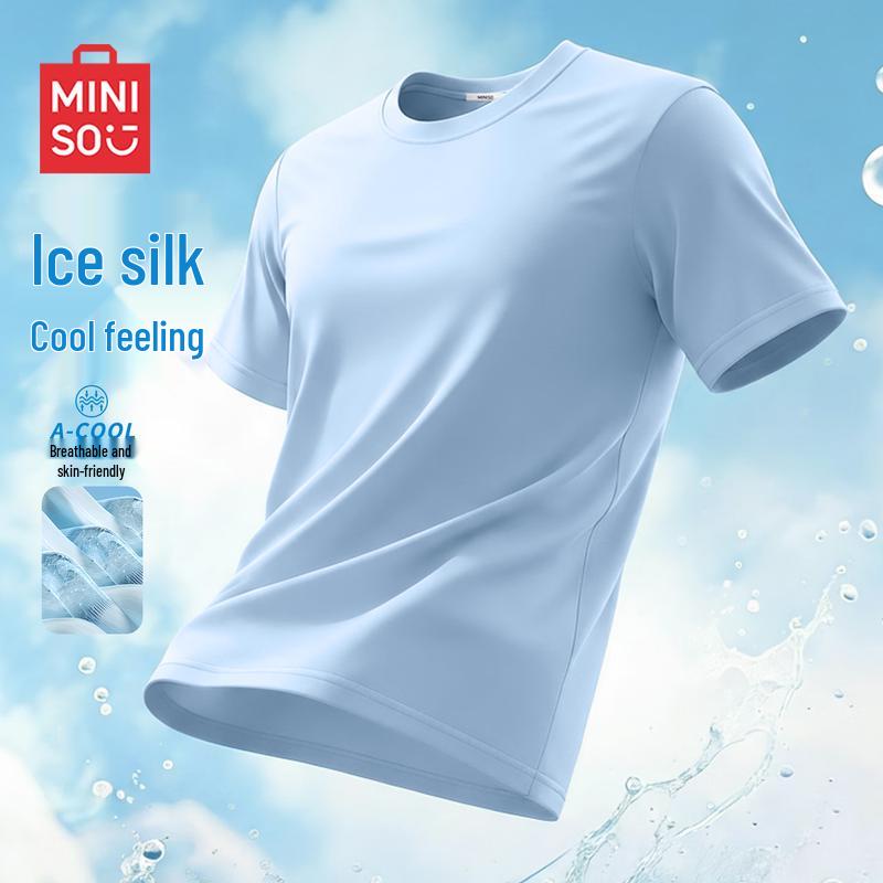 MINISO Men s Ice Silk Quick Dry Short Sleeve T-Shirt L