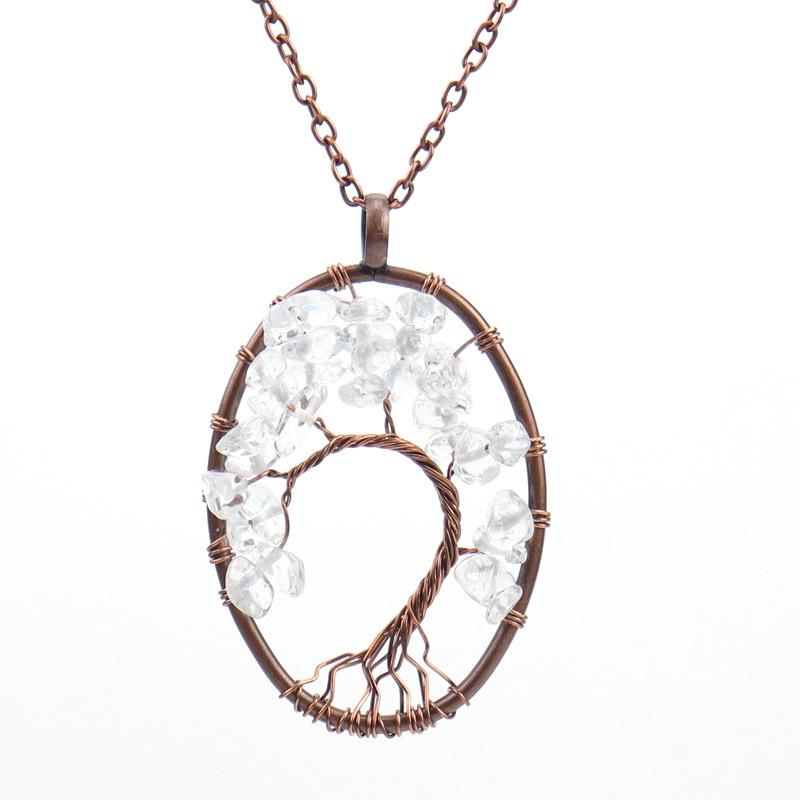 Vintage Hand-Wound Natural Gravel Crystal Curved Curved Tree Of Life Necklace Women'S Necklace N21 Pendant