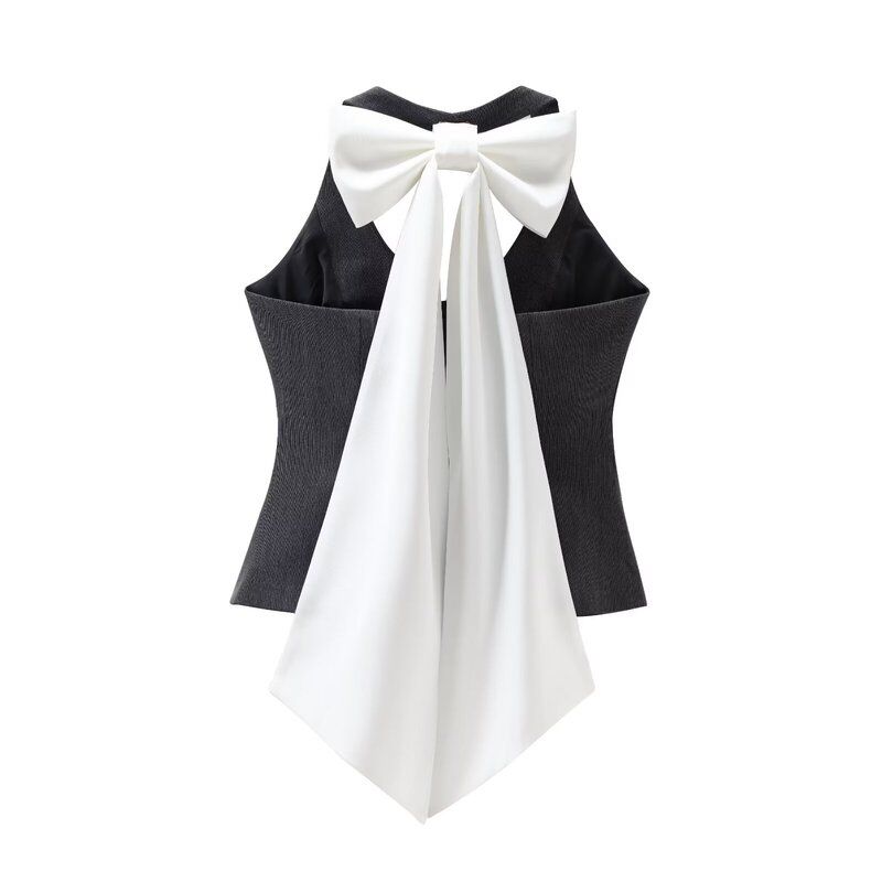Fashion Style 2024 Summer New Arrival Women's Clothing Stylish Slim-Fit Bow (Detachable Backless Halter Vest