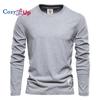 Ny Hyggelig Herre Langærmet Ensfarvet T-shirt Sport Yderbeklædning Rund Hals Bomuld Basis T-shirt