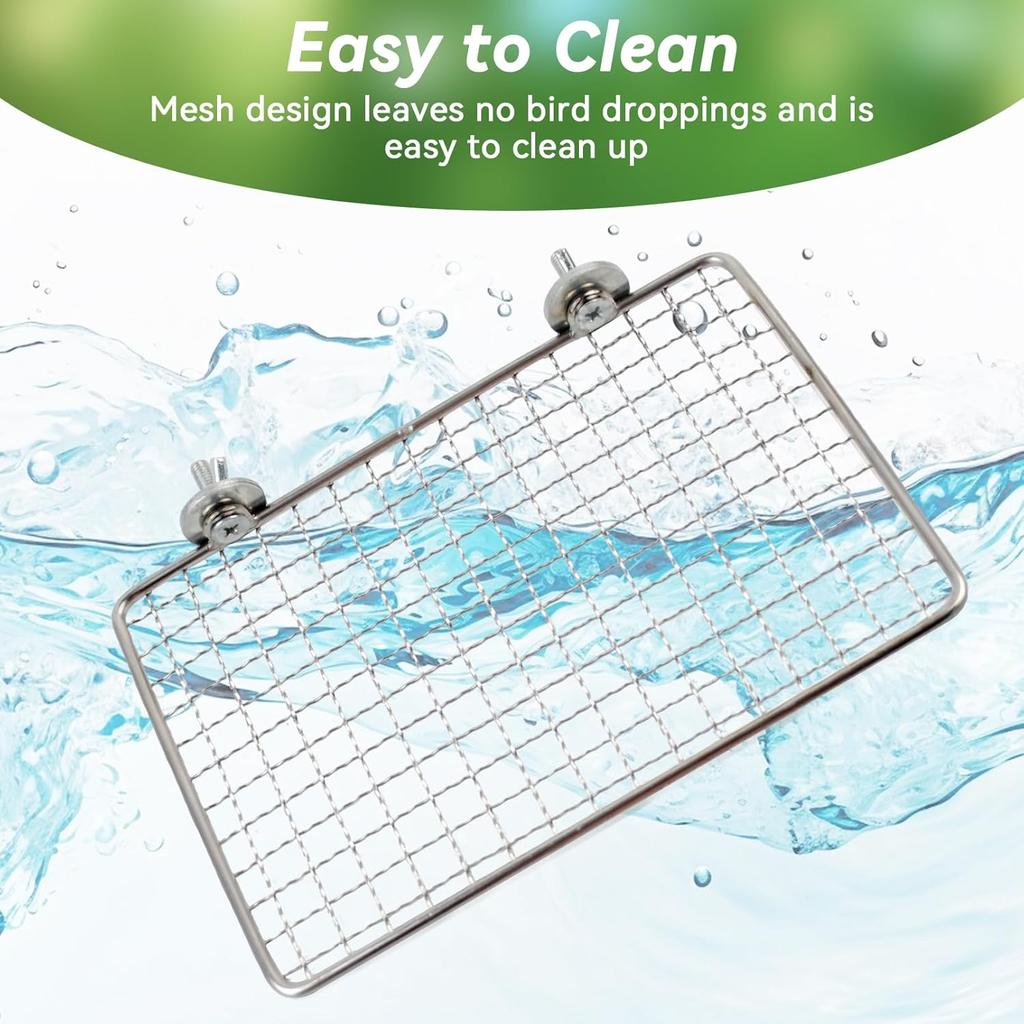 Platform Perch for Parrots,7.87 x 5.90 Inch Bird Flat Perches Stainless Steel Budgie Stand Shelf Rectangle Anti-Chewing Bird Cage Accessories for