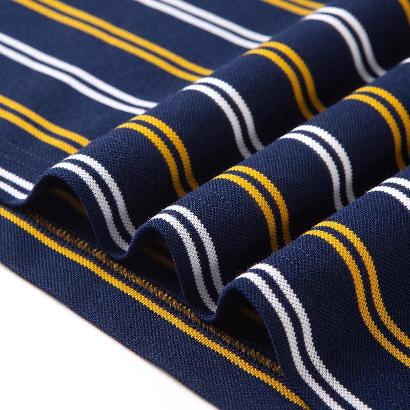 MONTAGUT Men's Silk Blend Striped Short Sleeve Polo Shirt