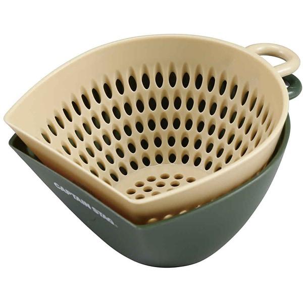 Pearl Kinzoku Pearl Uh 4716 [scoop Bowl Colander Set Mini Size Olive X Beige Captain Stag]