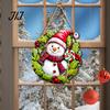 Holiday Decorations for Home Wooden Christmas Hanging Pendant, Snowman/Santa Claus/Gnome Ornament with Festive Door Plaques Hemp Rope Indoor