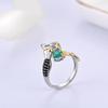 Gorgeous mermaid-shaped design paired with natural green agate gems ring Earrings Set 925 silver fine jewelry for women and girl
