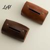 Multipurpose Storage Case PU Leather Tissue Box Foldable Retro Style Holder Dining Room Organizer Decorative Desktop Organizer for Office Desk Home