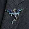 Brooch Pin Western Design Dragon Pin with Zinc Alloy Rhinestone Inlay Hand-Painted