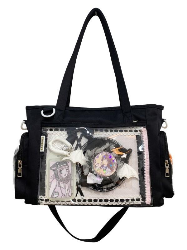 Youth Campus Nylon Crossbody Bag With Transparent Layer For Daily Casual Use