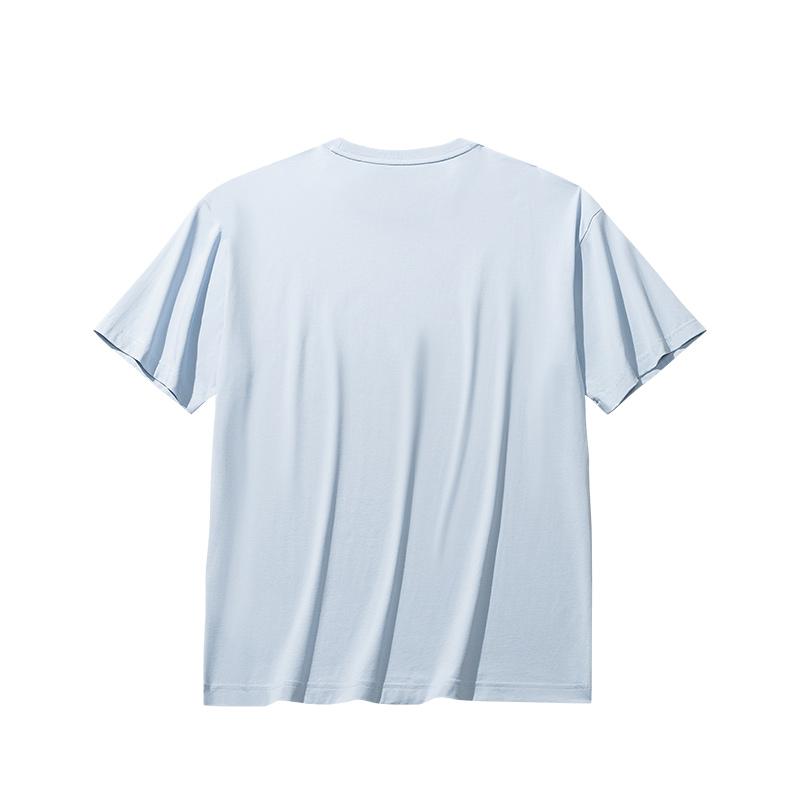 Anta Comfortable Breathable Solid Color Round Neck Short Sleeve T-Shirt Men Tops Ceramic-Blue 972528125-9
