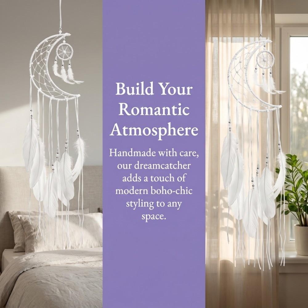 39.37 in Dreamcatcher Wall Hanging moon white Modern Dreamcatcher Handmade Indoor Dreamcatcher Decor Balcony Layout