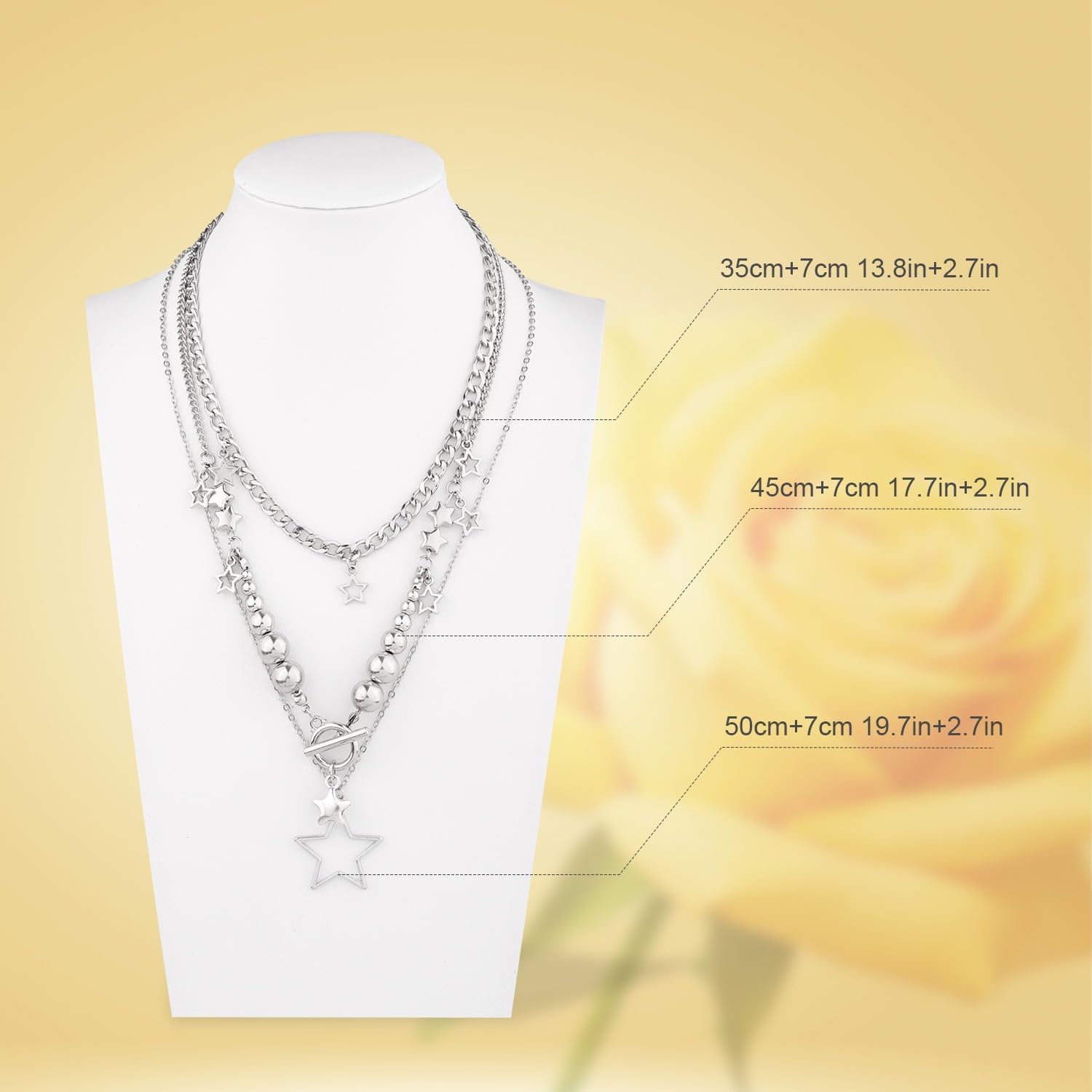 Silver Star Chain Choker Y2K Stackable Chunky Star Pendant Grunge Necklace for Punk Women Fashion Grunge Jewelry Emo Accessories