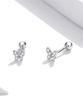 Sterling Silver S925 Simple Butterfly Earrings with White Gold Plated Zircon