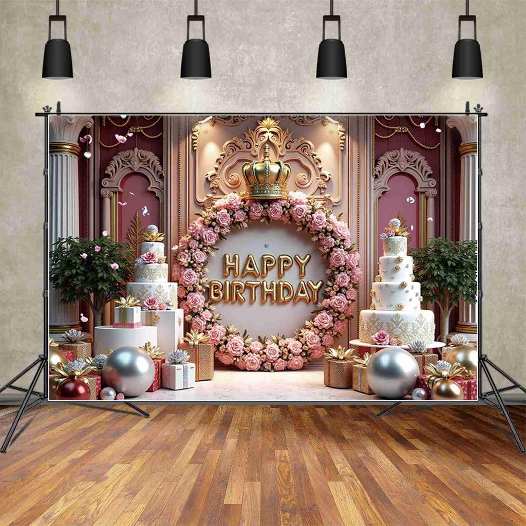 Fundal Decorațiune Petrecere de Ziua de Naștere   Fundal cu Model de Trandafiri   Fundal Foto