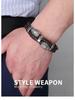 Men's Retro Punk Magnetic Buckle Leather Bracelet - Handmade, Woven with Metal Style