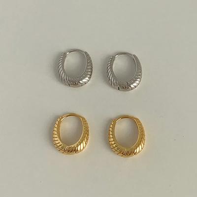 PONYKISS Silver Geometric Oval Hoop Earrings for Women Party Classic Fine Minimalist Accessories