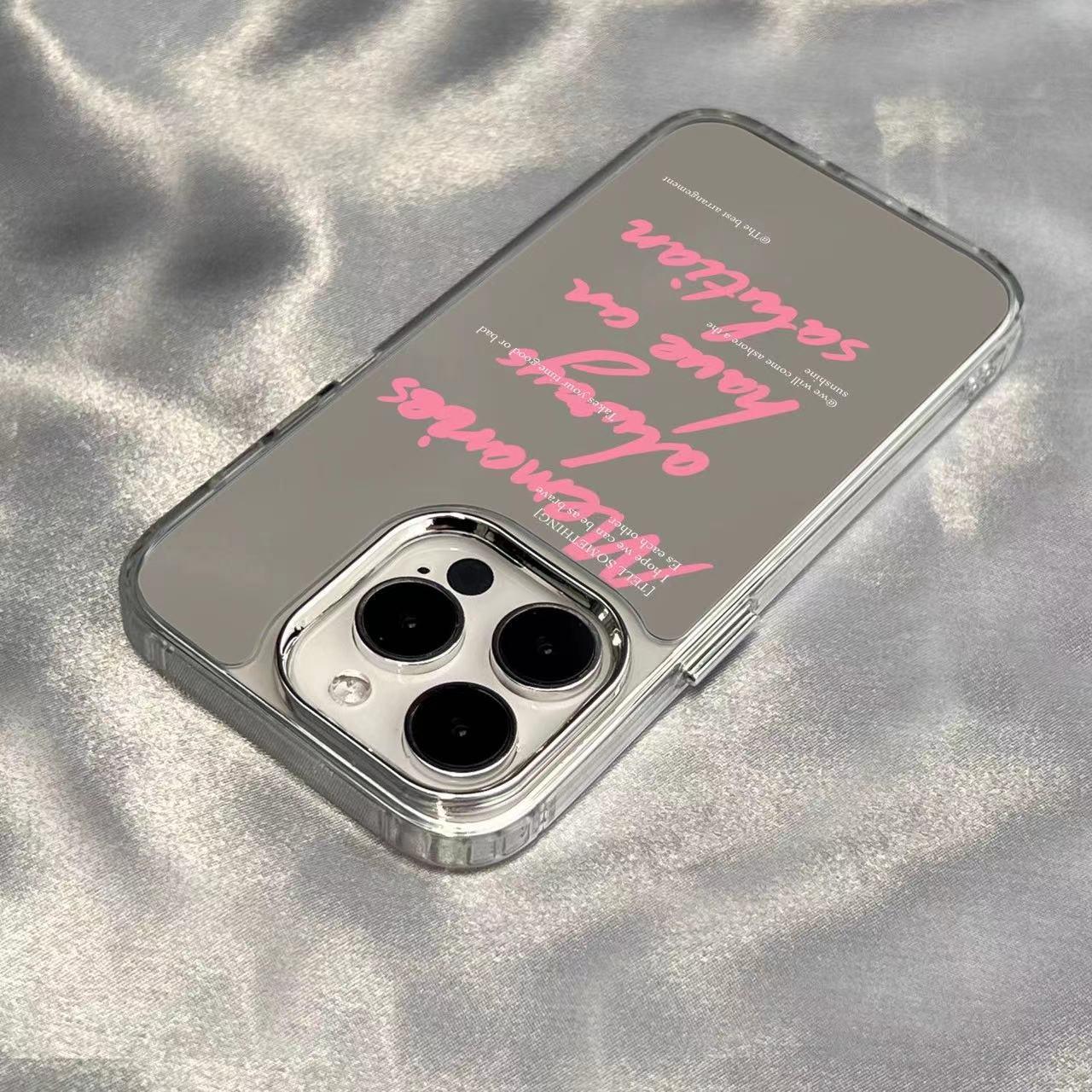 

Pink & White iPhone 16 Pro Max Phone Case with Makeup Mirror - Stylish Personality for Apple 15 Pro and XR iPhone 13 Pro Max