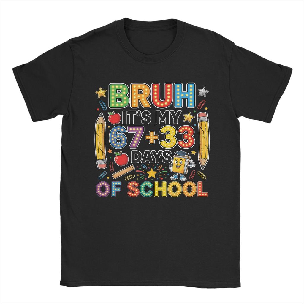 Italian Brainrot 67 Trippi 100 Days of School Men T Shirts  Fun Tees Short Sleeve Round Collar TShirts 100 Cotton 5XL Clothes
