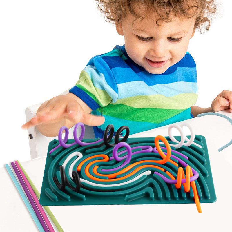 Sensory Activity Board English Letter Silicone Fidget Toy for Kid Silent Calming for Anxiety ADHD Autism Portable Travel Toy