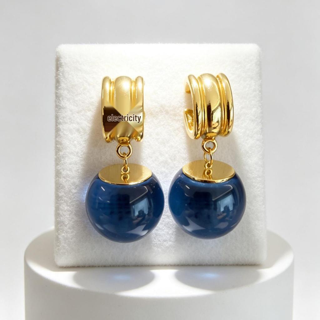 Orecchini a Fiocco in Vetro Blu Vintage - Ornamento dal Design Retrò