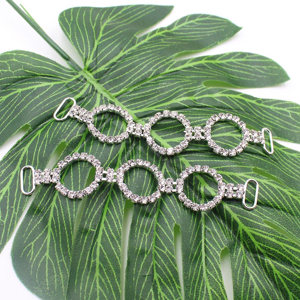 

10pcs Circular Crystal Rhinestone Chain Bikini Connection Buckle, Suitable For Clothing/Beach Wear/Wedding Decoration
