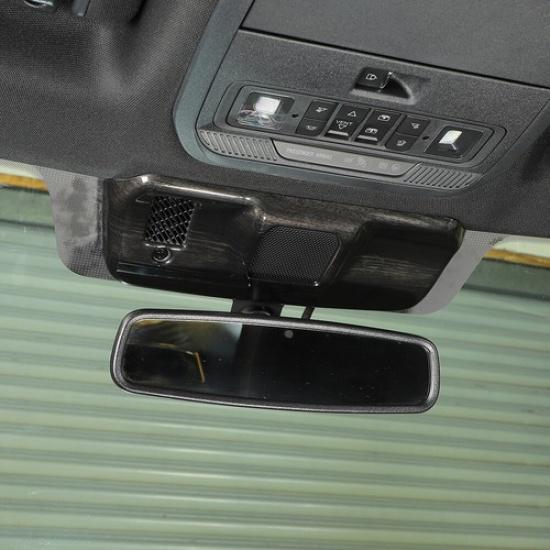 For Ford F-150 + Inner Rearview Mirror Bracket Panel Cover Trim Black Wood