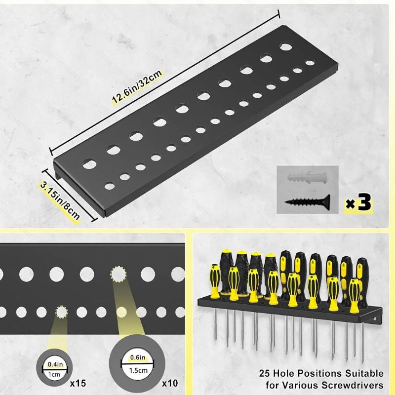 Metal Tool Organizer Wall Mount For Storage Of Screwdrivers, Pliers, Hammers, And Wrenches In Workshop