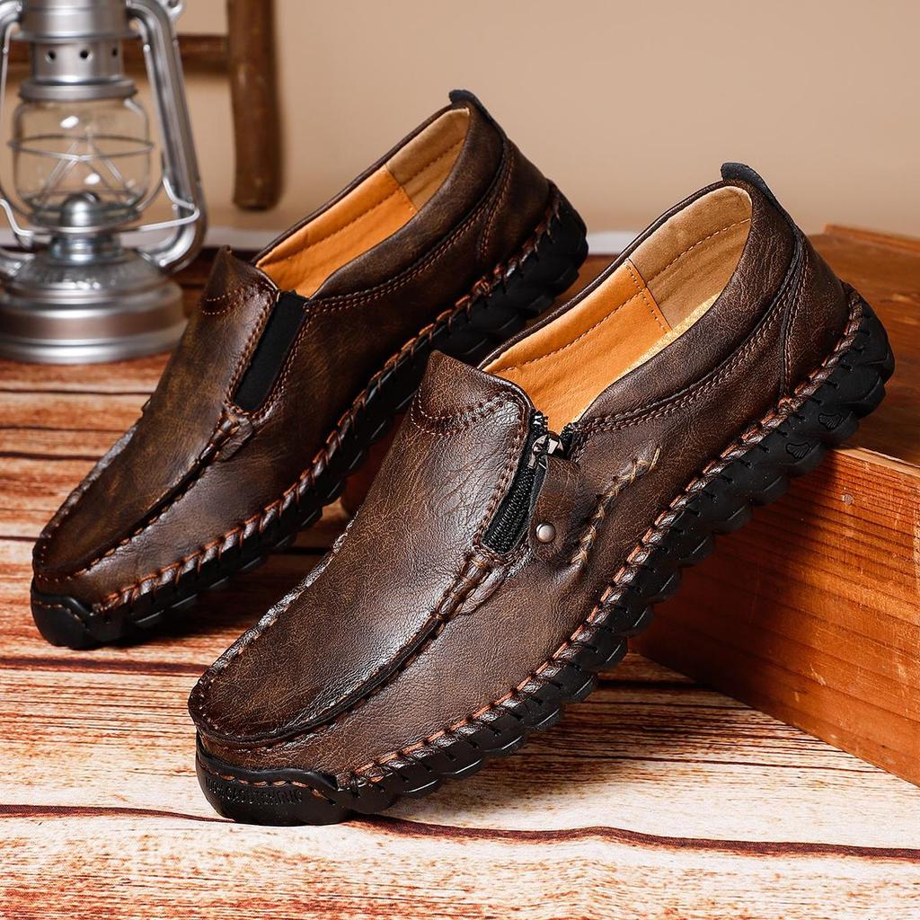 Ręcznie robione męskie buty casualowe z zamszu, wygodne i oddychające mokasyny, męskie buty biznesowe płaskie, buty do jazdy