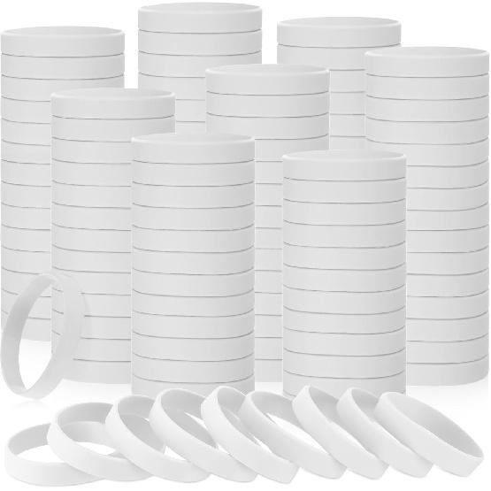 Liliful 50 Pcs Plain Silicone Rubber Bracelets Elastic Rubber Wristbands Blank Colored Bracelet Sports Bands for Stretch Wristband Wrist Bands for