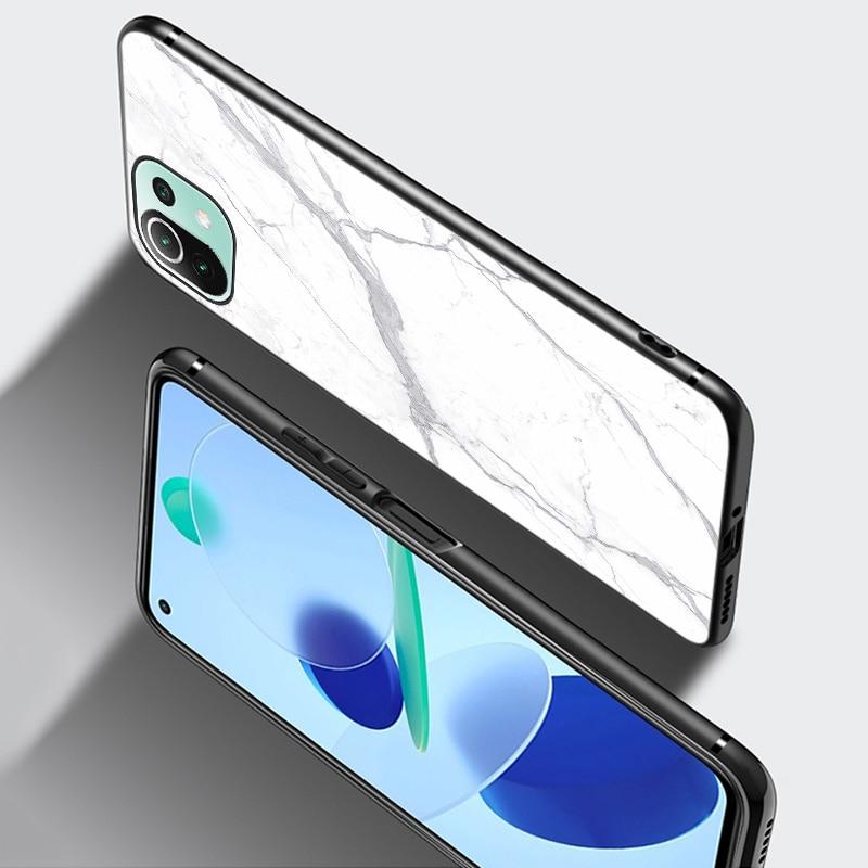 Black and White Marble Case For Xiaomi Mi 11 Lite NE 11i 10T 11T Pro A2 A3 Lite POCO F3 M3 M4 C31 X3 Pro NFC GT Black Soft Cover