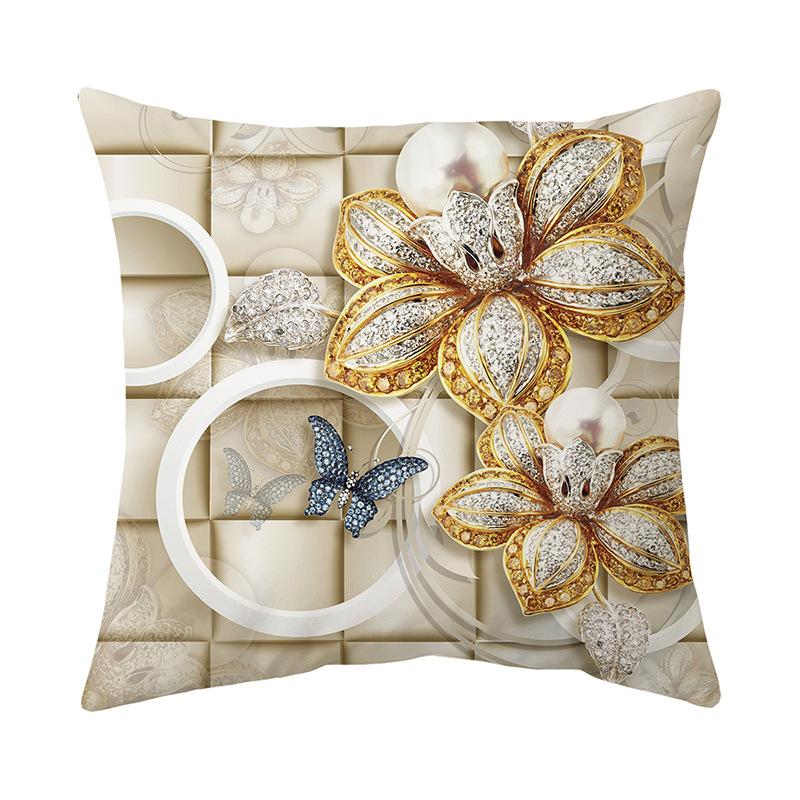

Чехол на подушку с золотым цветком, ультрамягкий, короткий, плюшевый, с принтом, для дома, гостиной, дивана, наволочка для подушки 45*45cm CR029-7