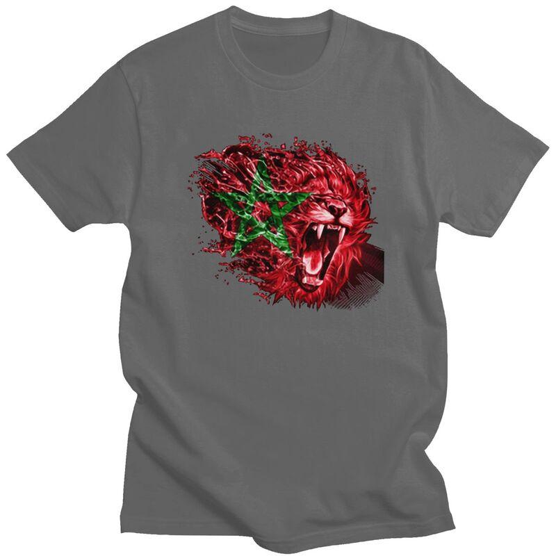 Custom Male Moroccan Flag Morocco Lion T Shirt Short Sleeves Cotton Tshirts Tshirt Casual Tees Clothing