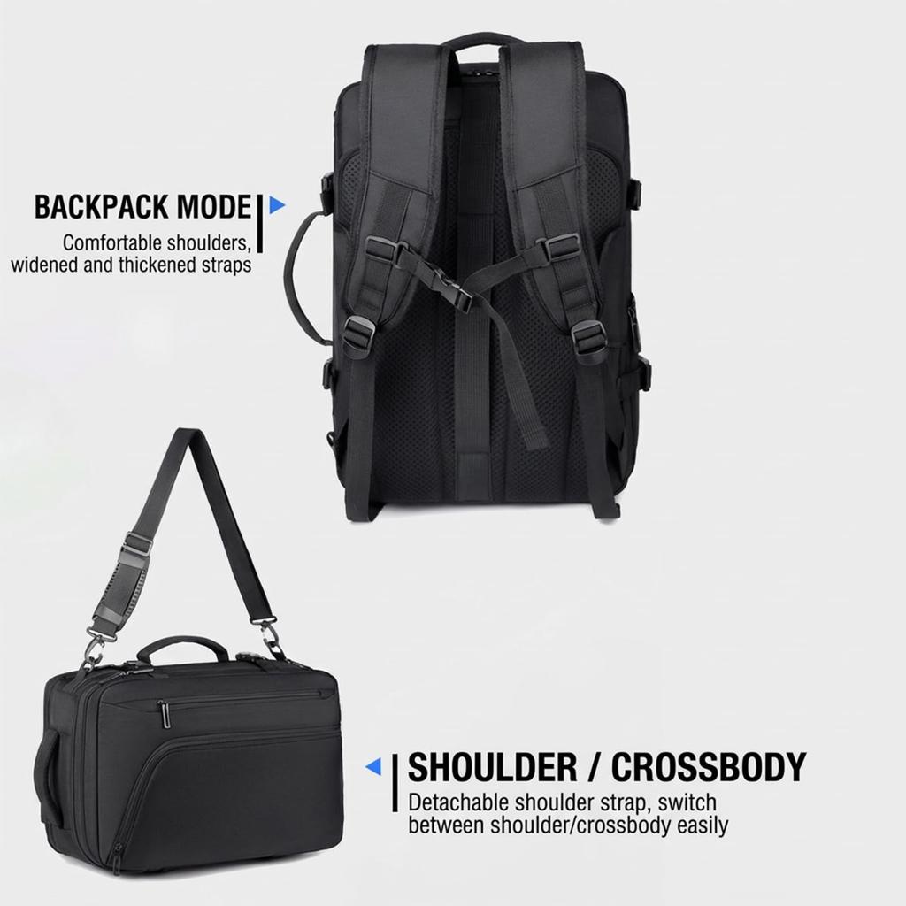 [Denash] Vacuum Compression Backpack with Travel Pump, Large Carry-on Size, Air Backpack for Men, Expandable 36-55L Large Capacity, Wet & Dry