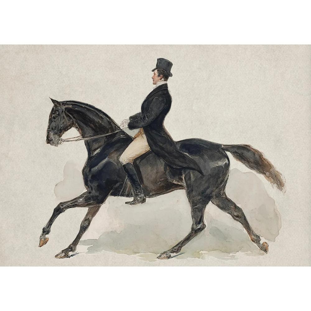Vintage Botanical Flying Bird Rustic Horse Equestrian Rider Hunting Dog Poster Canvas Painting Print Wall Art Picture Home Decor