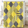 Modern Geometric Pattern Bathroom Shower Curtain Set Decorative Home Accessory in Bold Yellow Gray Colors for Bathrooms.