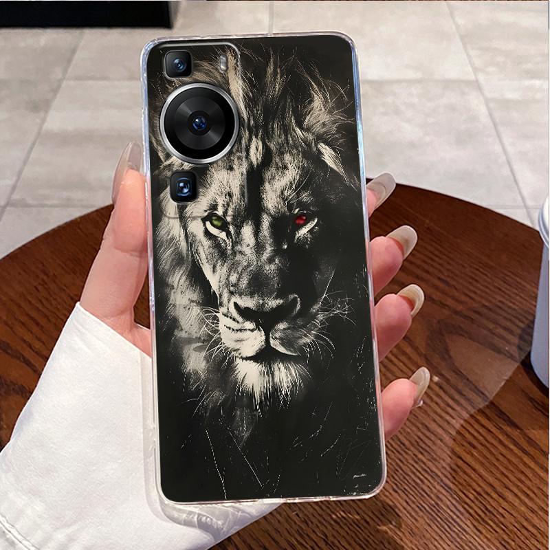 For Huawei P60 Pro Casing Transparent Ultra-thin Clear TPU Silicone Soft Phone Case Luxury Cute Love Rabbit Funny Pattern Cover