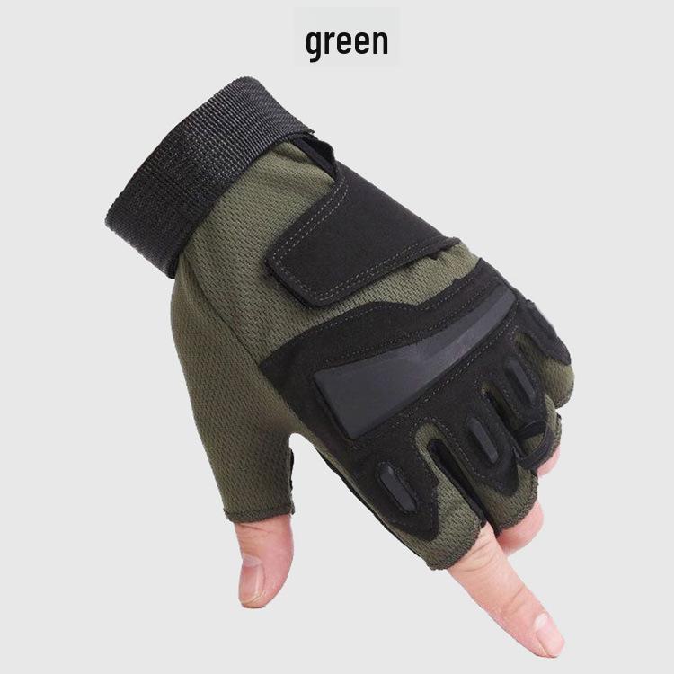 Gants de sport tactiques de fitness pour hommes sans doigts - Gants de cyclisme respirants demi-doigts