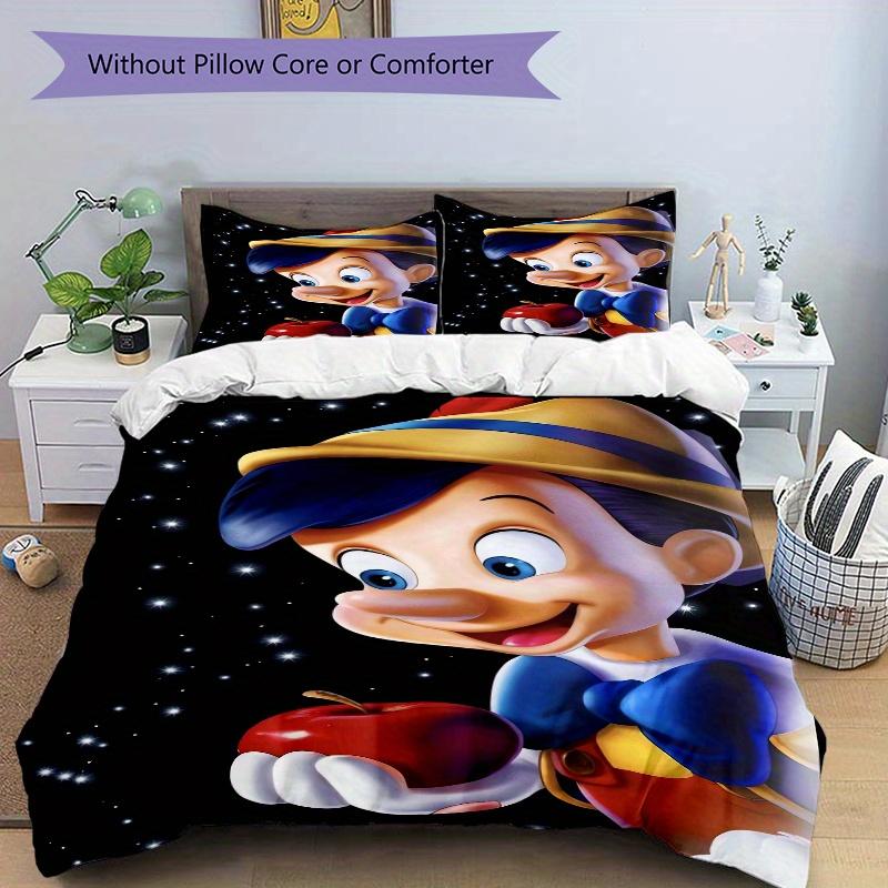 3pcs Pinocchio Character Quilt Cover Set - Soft & Comfortable Polyester Fabric, All-Season Breathable Comforter Set For 1 Quilt Cover & 2 Pillowc