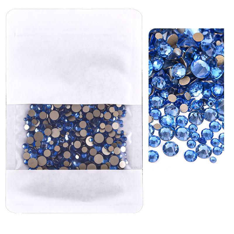 Mixed Size Manicure Gold Bottom Flat Bottom Drill, Glass Eight Large And Eight Small Nail Drill, Jewelry Mixed Size Super Flash Rhinestone