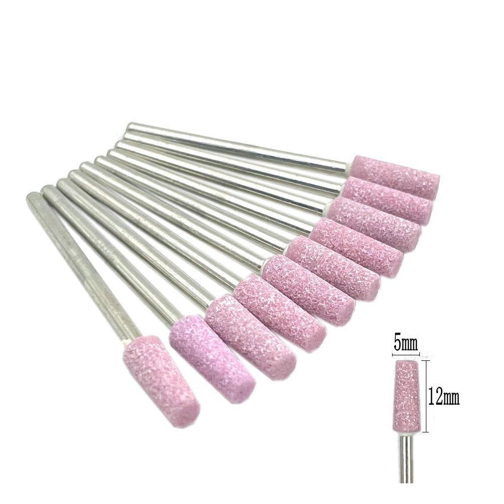 

10 шт./компл., шлифовальная машинка для камня, полировальные боры с хвостовиком 2,35 мм для контурной обработки фарфоровых ногтей, вращающийся полировщик камня, аксессуары для ногтей, фрезерные инструменты B5-Pink