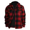 Men's Plaid Long Sleeve Shirt Men's Pocket Button Hooded Sweatshirt