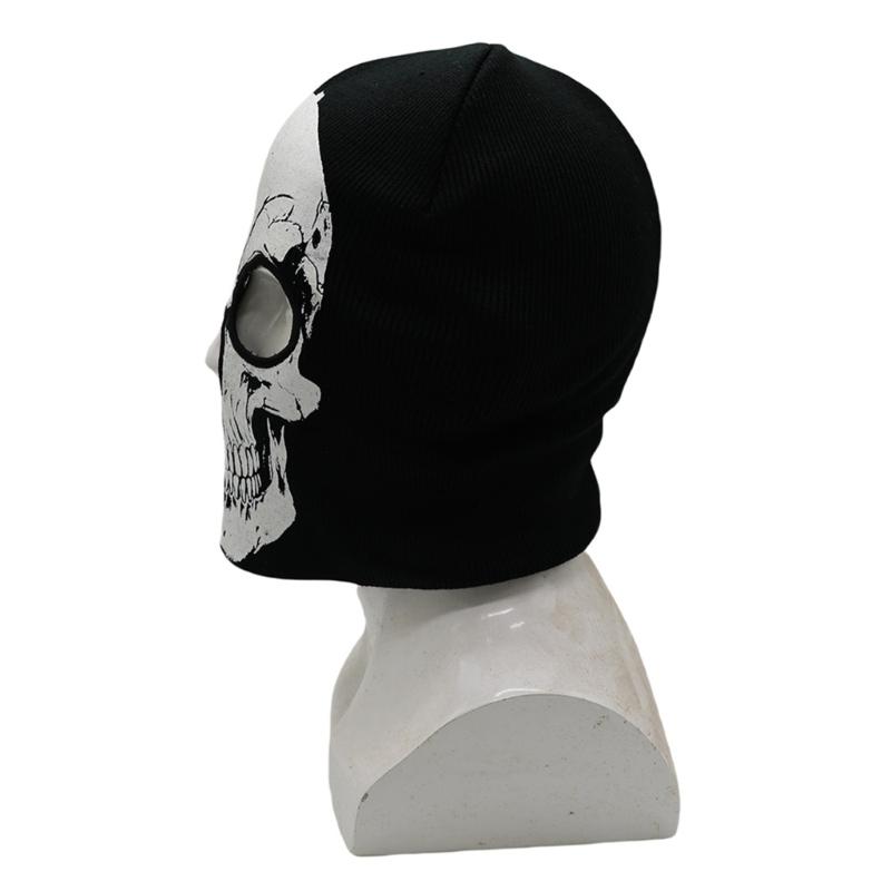 Halloween Skull Knitted Hat Soft Acrylic Adult Unisex Face Mask Hat Headgear For Costume Parties Outdoor Activity