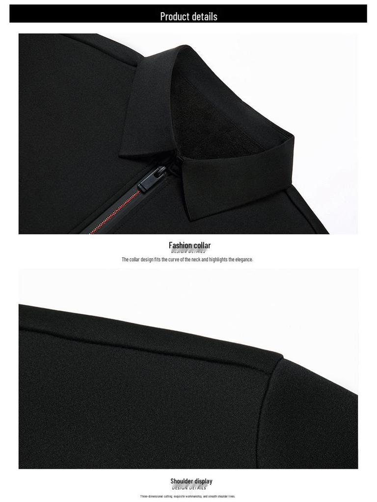 Men's Long Sleeve Half-Zip Polo Shirt - Casual Turn-Down Collar for Middle-Aged & Young