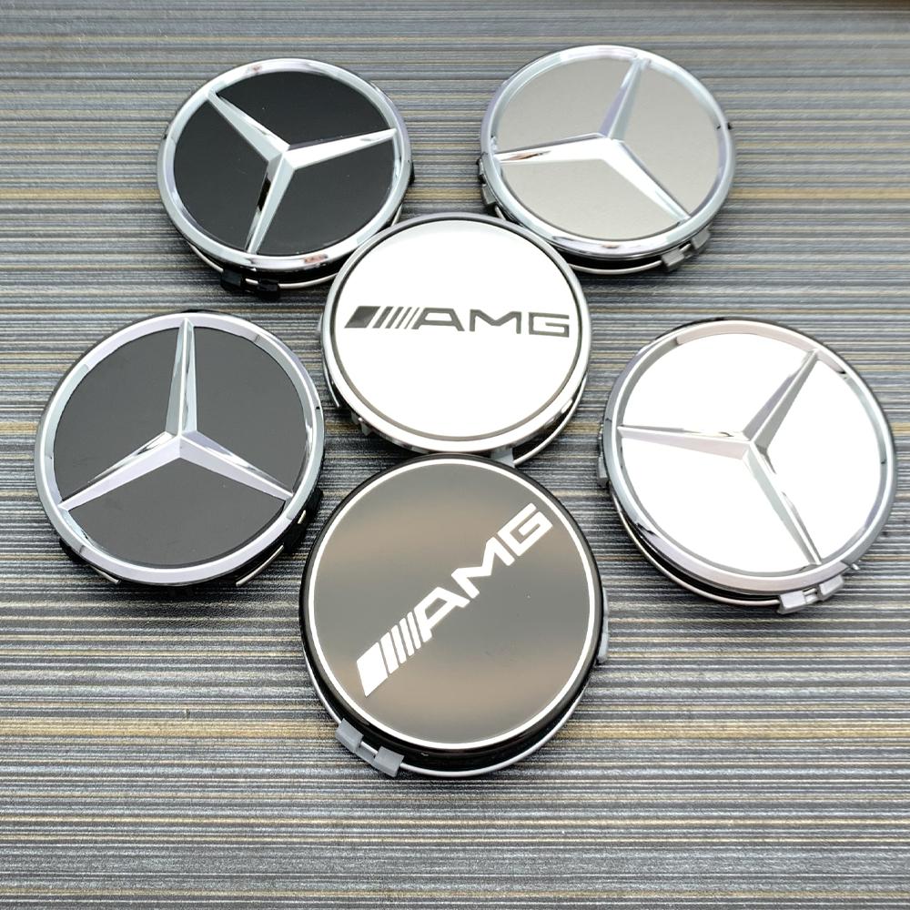 CRJ1 For AMG 4pcs 75MM Car Wheel Center Hub Caps Covers Mercedes Benz A B C S Class AMG GLA CLA GLC W176 W221 W204 W205 accessories