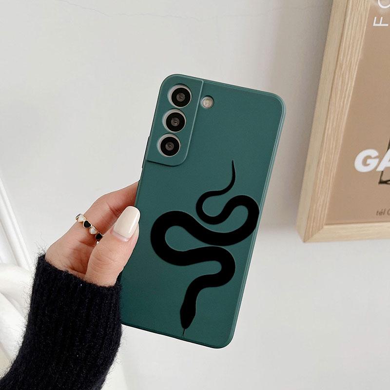 Fashion Brand Black Snake Phone Case For Samsung Galaxy S26 S25 Ultra S24 S23 S22 Plus S21 S20 FE S26 A37 A57 5G Silicone Cover Galaxy S20 Ultra
