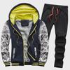 Men's Winter Thick Velvet Camouflage Sports Sweater Set, Plus Size D66